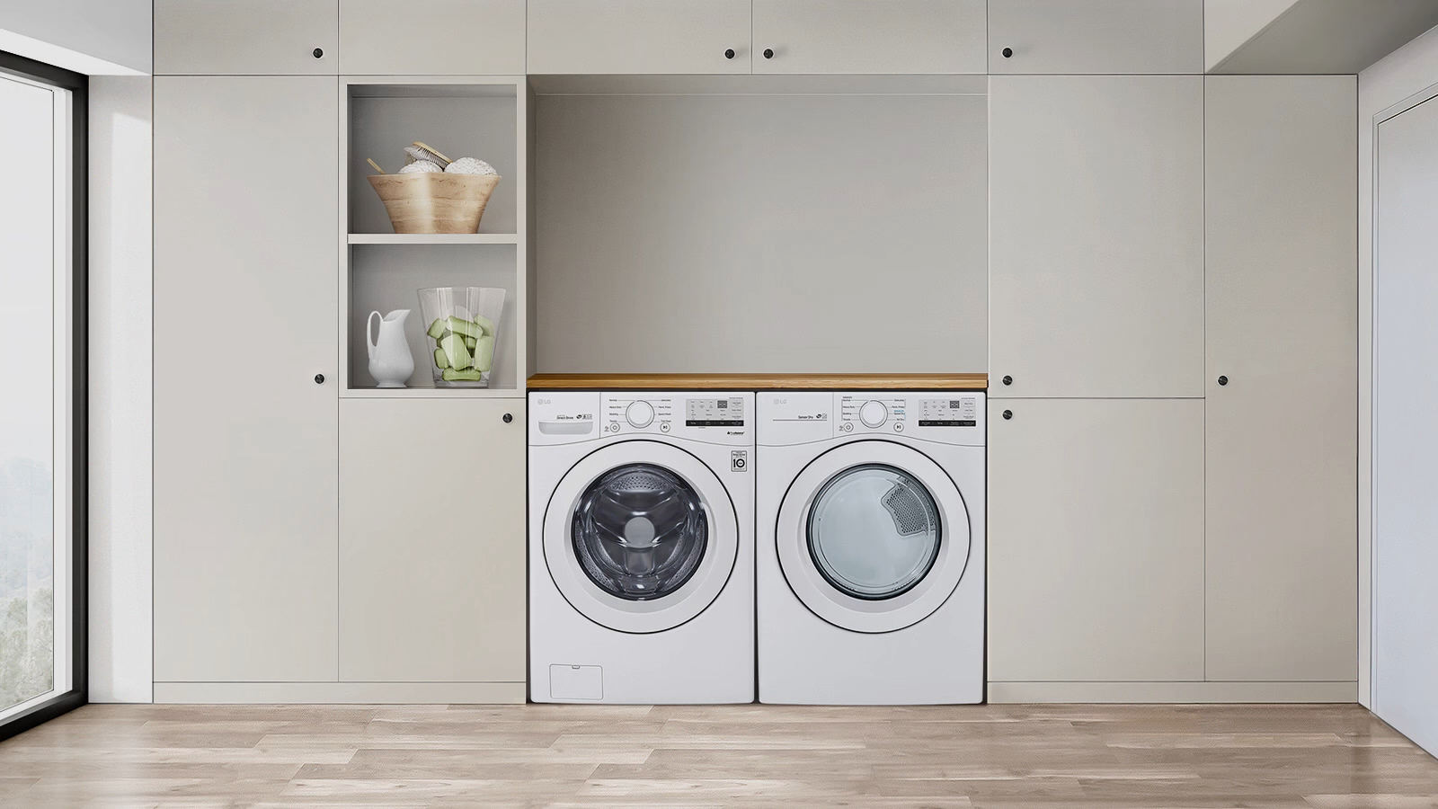 [Bulky] LG Front Load WashTower WT2116NHEG 21/16kg Objet Collection(Nature Green / Nature Beige) + Free Delivery + Free Installation + Free Disposal