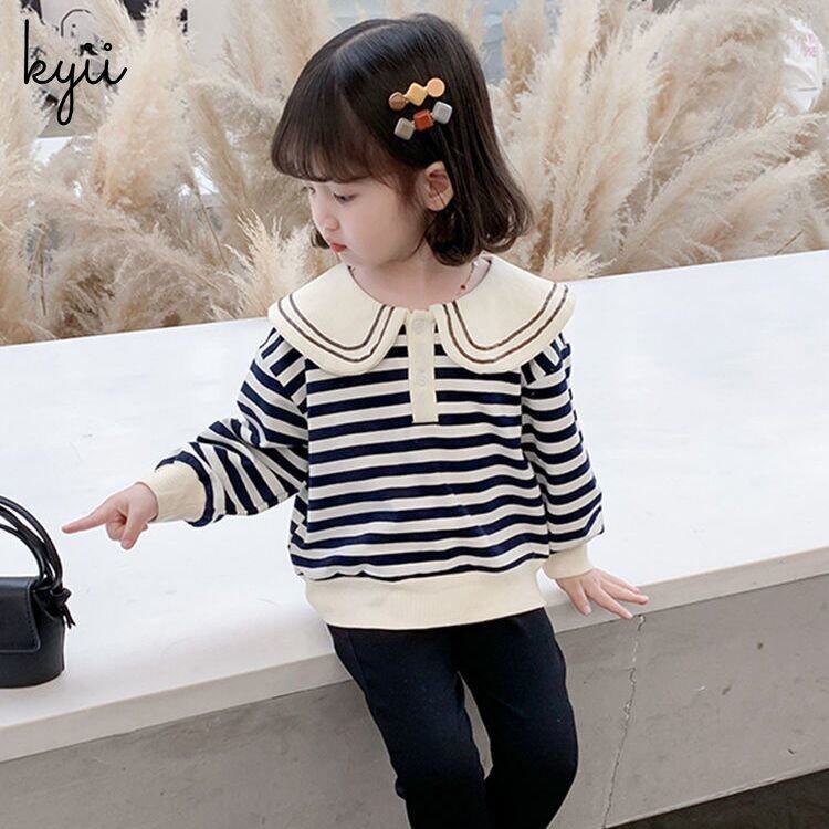 KYII baby Korean children long-sleeved Round-neck girls Casual Top kyii0103
